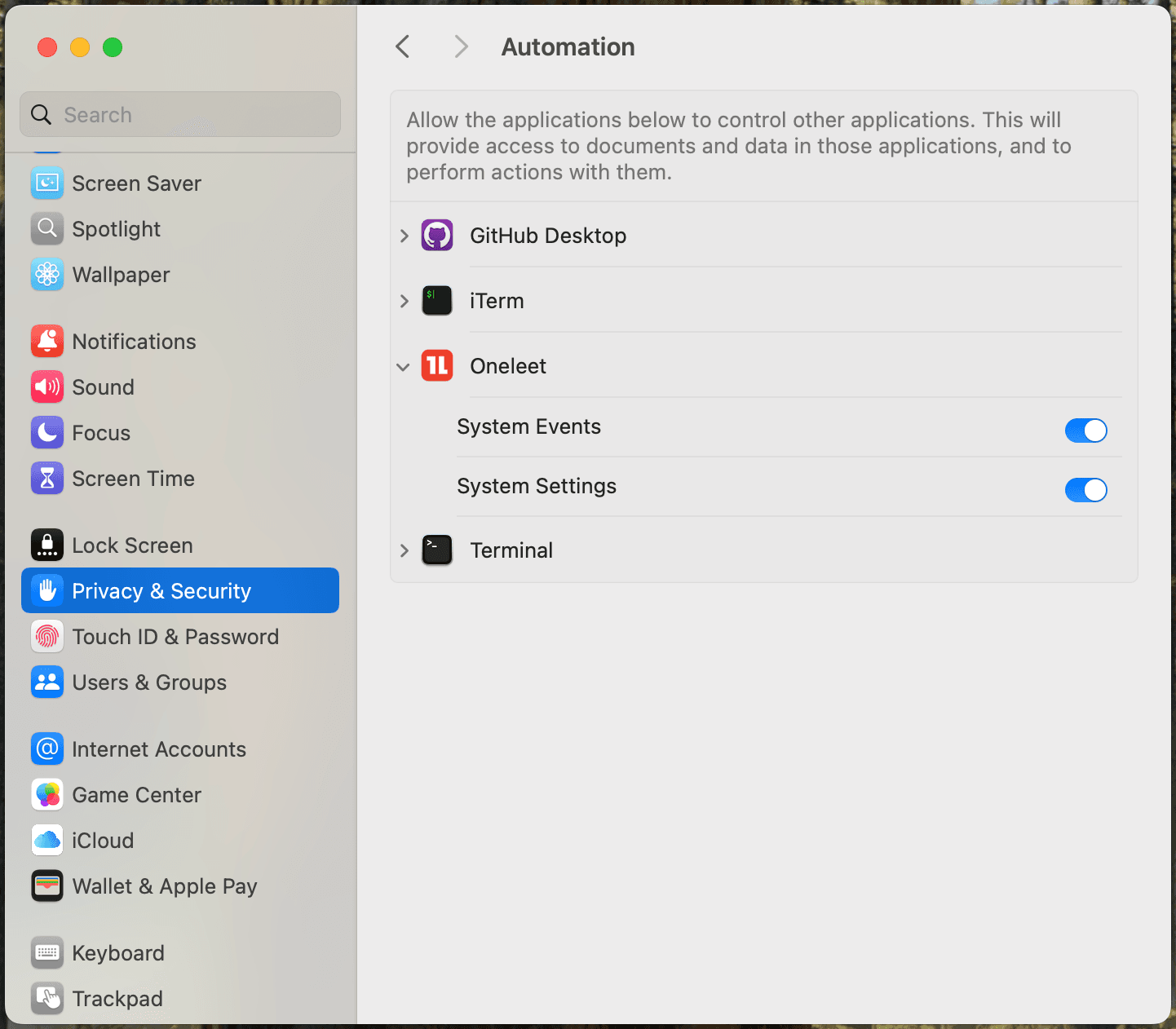 macOS permissions